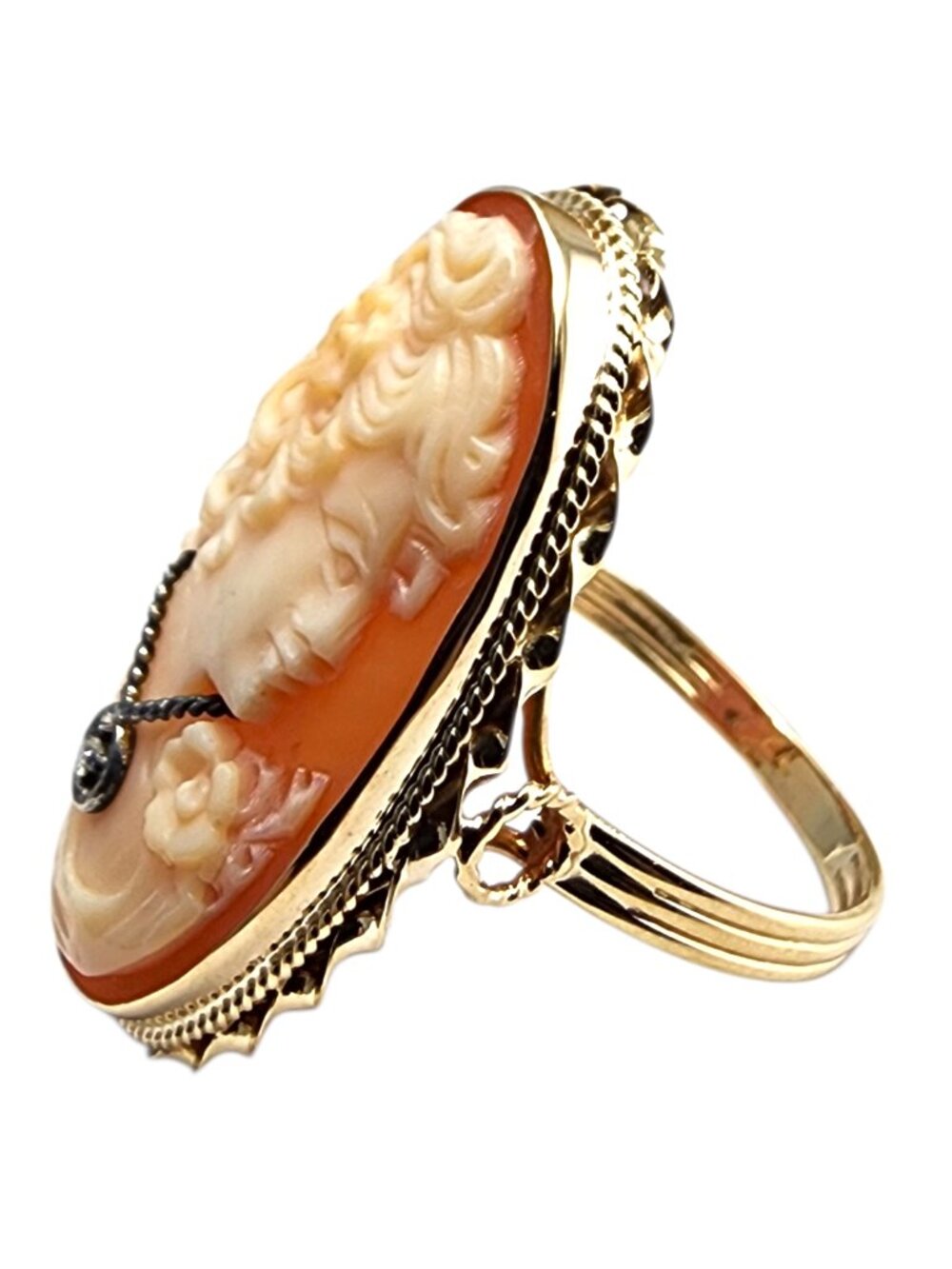 13 Karat Yellow Gold Diamond Cameo Ring #24252 - Picture 5 of 6